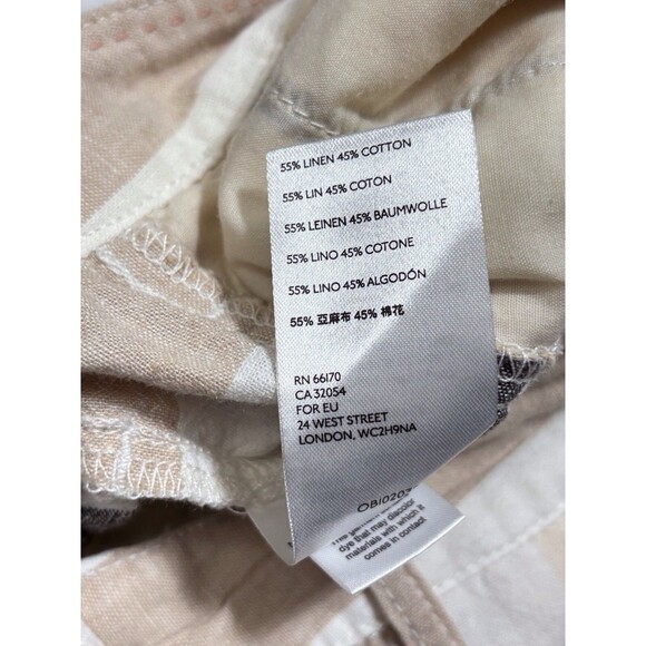 Anthropologie Crop Wide Leg Pants Linen Blend Women’s Medium Neutral Striped - Picture 9 of 9